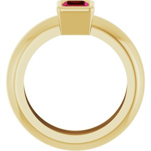 14K Yellow Gold Lab-Grown Ruby Lightweight Ring – image 2