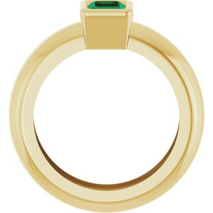 14K Yellow Gold Lab-Grown Emerald Lightweight Ring – image 2