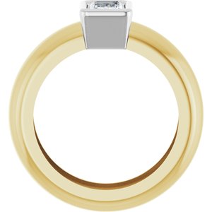 14K Yellow/White Gold 6x4 mm Emerald Bezel-Set Lightweight Ring Mounting – image 3
