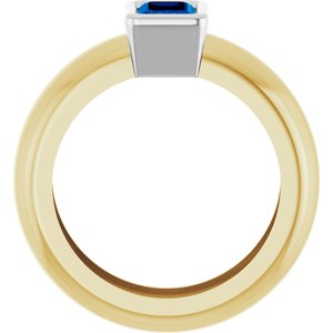 14K Yellow/White Gold Lab-Grown Blue Sapphire Lightweight Ring – image 2