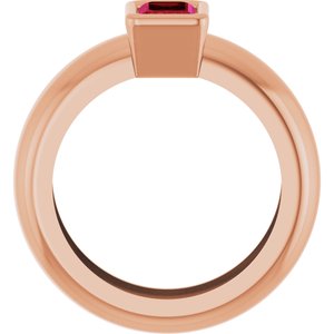 14K Rose Gold Lab-Grown Ruby Lightweight Ring – image 2