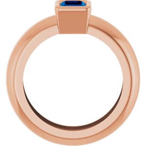 14K Rose Gold Lab-Grown Blue Sapphire Lightweight Ring – image 2