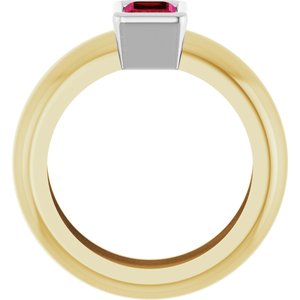 14K Yellow/White Gold Lab-Grown Ruby Lightweight Ring – image 2