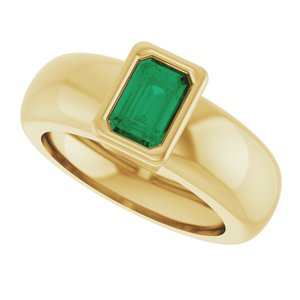 14K Yellow Gold Lab-Grown Emerald Lightweight Ring – image 5