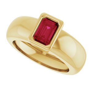 14K Yellow Gold Lab-Grown Ruby Lightweight Ring – image 5