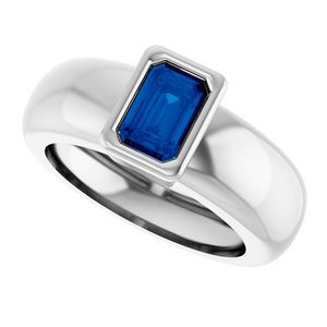 14K White Gold Lab-Grown Blue Sapphire Lightweight Ring – image 5