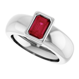 14K White Gold Lab-Grown Ruby Lightweight Ring – image 5