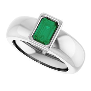 14K White Gold Lab-Grown Emerald Lightweight Ring – image 5