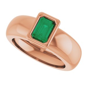 14K Rose Gold Lab-Grown Emerald Lightweight Ring – image 5