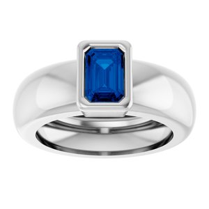 14K White Gold Lab-Grown Blue Sapphire Lightweight Ring – image 3
