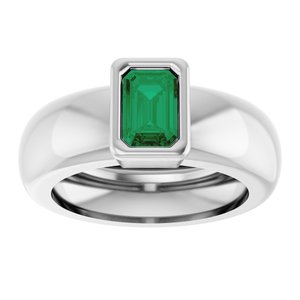 14K White Gold Lab-Grown Emerald Lightweight Ring – image 3