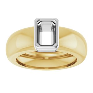 14K Yellow/White Gold 6x4 mm Emerald Bezel-Set Lightweight Ring Mounting – image 6