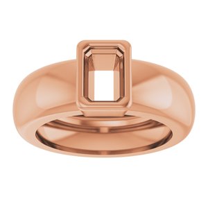 14K Rose Gold 6x4 mm Emerald Bezel-Set Lightweight Ring Mounting – image 6