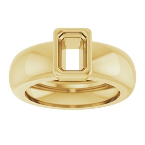 14K Yellow Gold 6x4 mm Emerald Bezel-Set Lightweight Ring Mounting – image 6