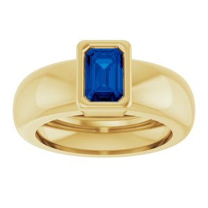 14K Yellow Gold Lab-Grown Blue Sapphire Lightweight Ring – image 3