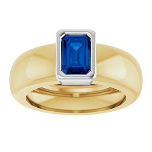 14K Yellow/White Gold Lab-Grown Blue Sapphire Lightweight Ring – image 3