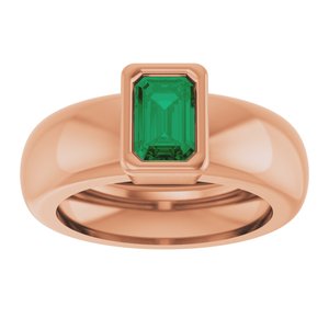 14K Rose Gold Lab-Grown Emerald Lightweight Ring – image 3
