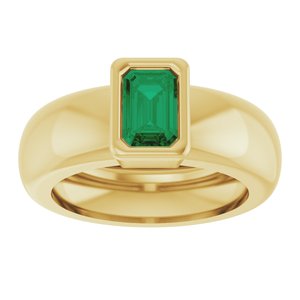 14K Yellow Gold Lab-Grown Emerald Lightweight Ring – image 3