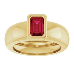14K Yellow Gold Lab-Grown Ruby Lightweight Ring – image 3