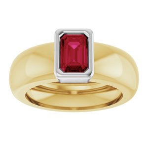 14K Yellow/White Gold Lab-Grown Ruby Lightweight Ring – image 3