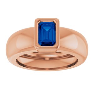 14K Rose Gold Lab-Grown Blue Sapphire Lightweight Ring – image 3