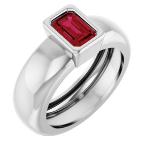 14K White Gold Lab-Grown Ruby Lightweight Ring