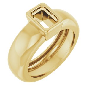 14K Yellow Gold 6x4 mm Emerald Bezel-Set Lightweight Ring Mounting – image 2