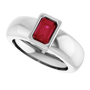 14K White Gold Lab-Grown Ruby Lightweight Ring – image 5
