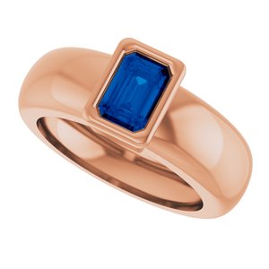 14K Rose Gold Lab-Grown Blue Sapphire Lightweight Ring – image 5