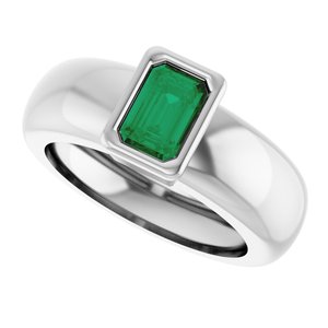 14K White Gold Lab-Grown Emerald Lightweight Ring – image 5