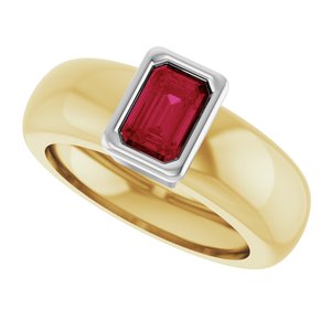 14K Yellow/White Gold Lab-Grown Ruby Lightweight Ring – image 5