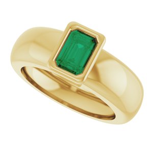 14K Yellow Gold Lab-Grown Emerald Lightweight Ring – image 5