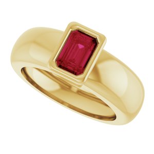 14K Yellow Gold Lab-Grown Ruby Lightweight Ring – image 5