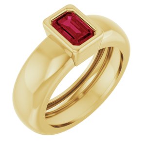 14K Yellow Gold Lab-Grown Ruby Lightweight Ring