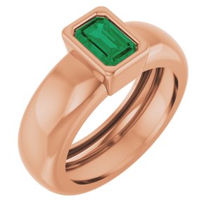 14K Rose Gold Lab-Grown Emerald Lightweight Ring