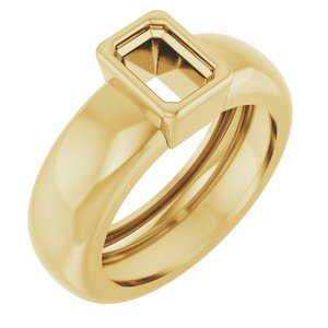 14K Yellow Gold 6x4 mm Emerald Bezel-Set Lightweight Ring Mounting – image 2