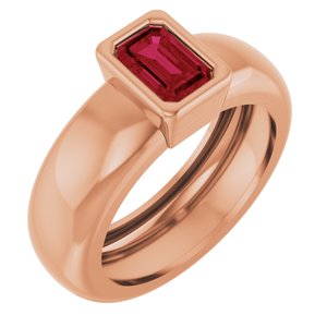14K Rose Gold Lab-Grown Ruby Lightweight Ring