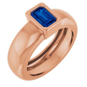 14K Rose Gold Lab-Grown Blue Sapphire Lightweight Ring