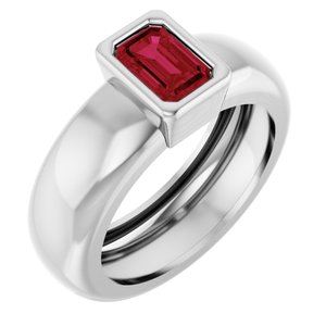 14K White Gold Lab-Grown Ruby Lightweight Ring