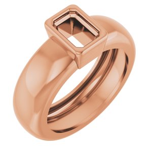 14K Rose Gold 6x4 mm Emerald Bezel-Set Lightweight Ring Mounting – image 2