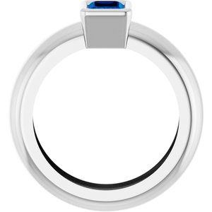 14K White Gold Lab-Grown Blue Sapphire Lightweight Ring – image 2