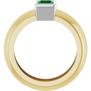 14K Yellow/White Gold Lab-Grown Emerald Lightweight Ring – image 2