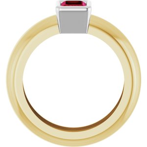 14K Yellow/White Gold Lab-Grown Ruby Lightweight Ring – image 2