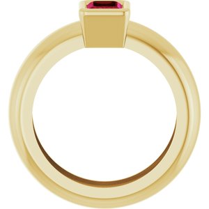 14K Yellow Gold Lab-Grown Ruby Lightweight Ring – image 2