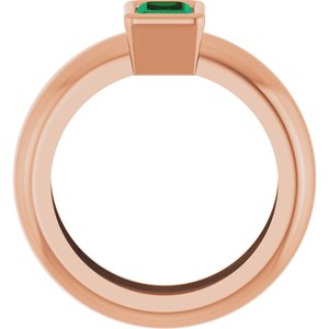 14K Rose Gold Lab-Grown Emerald Lightweight Ring – image 2