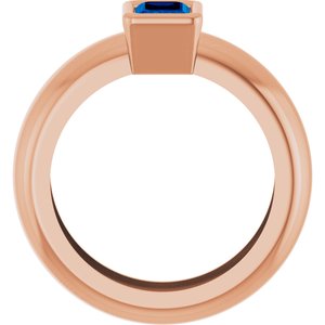 14K Rose Gold Lab-Grown Blue Sapphire Lightweight Ring – image 2