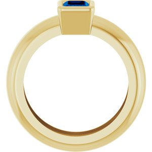 14K Yellow Gold Lab-Grown Blue Sapphire Lightweight Ring – image 2