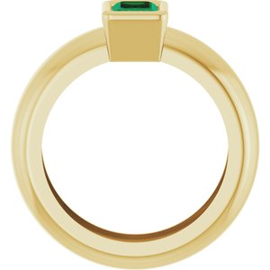 14K Yellow Gold Lab-Grown Emerald Lightweight Ring – image 2