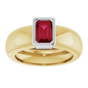 14K Yellow/White Gold Lab-Grown Ruby Lightweight Ring – image 3