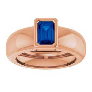 14K Rose Gold Lab-Grown Blue Sapphire Lightweight Ring – image 3